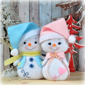 PDF PATTERN: Snowman and Family. Felt doll snowman Christmas ornaments Sewing PDF Pattern. image 4