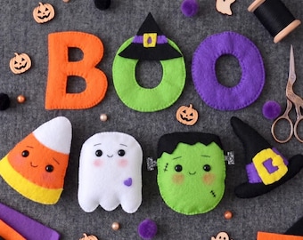 PDF PATTERN: Halloween Garland. Felt Halloween Pattern.