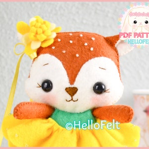 PDF PATTERN: Deary Deer Ballerina. Felt Doll Ballerina Sewing PDF Pattern, Doll Pattern. Plush Pattern.
