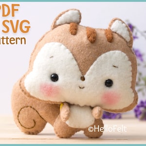 PDF PATTERN: Woodland Squirrel, felt squirrel + SVG file.
