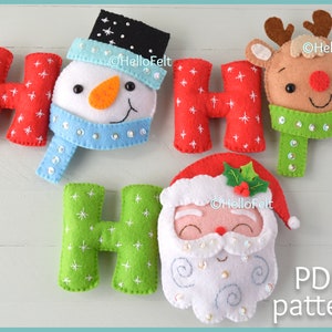 PDF PATTERN: Christmas Garland. Felt Christmas Ornaments pattern.