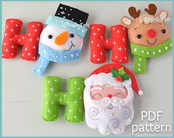 PDF PATTERN: Christmas Garland. Felt Christmas Ornaments pattern.