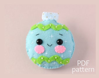 PDF PATTERN: Cute Christmas Bauble. Felt Christmas Ornaments pattern. Tree ornaments. DIY.