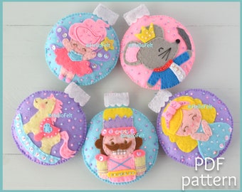 PDF PATTERN: The Nutcracker. Felt Christmas Ornaments pattern. Felt Nutcracker pdf pattern.