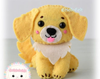 PDF PATTERN: Golden Retriever felt dog pattern. Felt cute dog.Felt dog pattern.