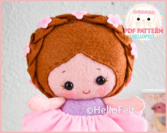PDF PATTERN: Sakura Ballerina. Felt Doll Ballerina Sewing PDF Pattern, Doll Pattern. Plush Pattern.