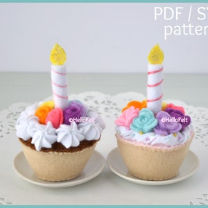 PDF + SVG Pattern: Felt cupcakes, Tutorial and Pattern. Felt PDF pattern.