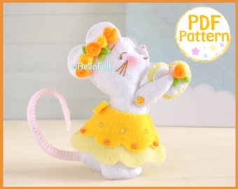 PDF PATTERN: Spring Mouse. Felt Bear plush PDF Pattern.