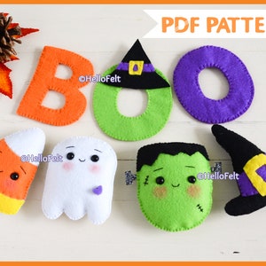 PDF PATTERN: Halloween Garland. Felt Ornaments pattern. HelloFelt.