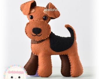 PDF & SVG PATTERN: Airedale Terrier felt dog pattern. Felt cute dog.Felt dog pattern.