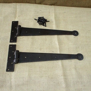 2 PRIMITIVE Door Hinges, Hinge, Cabinet, Iron, 12" Doors, Decorative, Forged