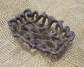 Cast Iron Dish, Rustic Cast Iron, Coin Dish, Filigree, Bathroom Decor, Soap Dish, Key Tray, Business Card Holder