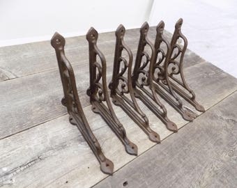 LARGE VICTORIAN VINE SHELF BRACKET BRACE Rustic Antique Brown Cast Iron Corbel Hooks, Brackets & Curtain Rods Architectural & Garden