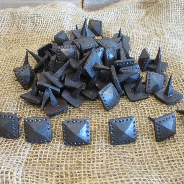 15 IRON CLAVOS NAILS Forged Decorative Craft Tack 1" Wide 1" Nail Square Black