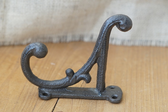 6 Brown Rustic Coat Hooks Cast Iron Antique Style New Made to Look Vintage  4.5 Wall Double Restoration Vine Ornate Victorian Brown 