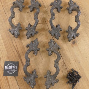 Set Of 6 Cast Iron Handles, Rustic Pull Hardware, Cabinet, Drawer, Western, Kitchen, Bathroom - By Midwest Craft House