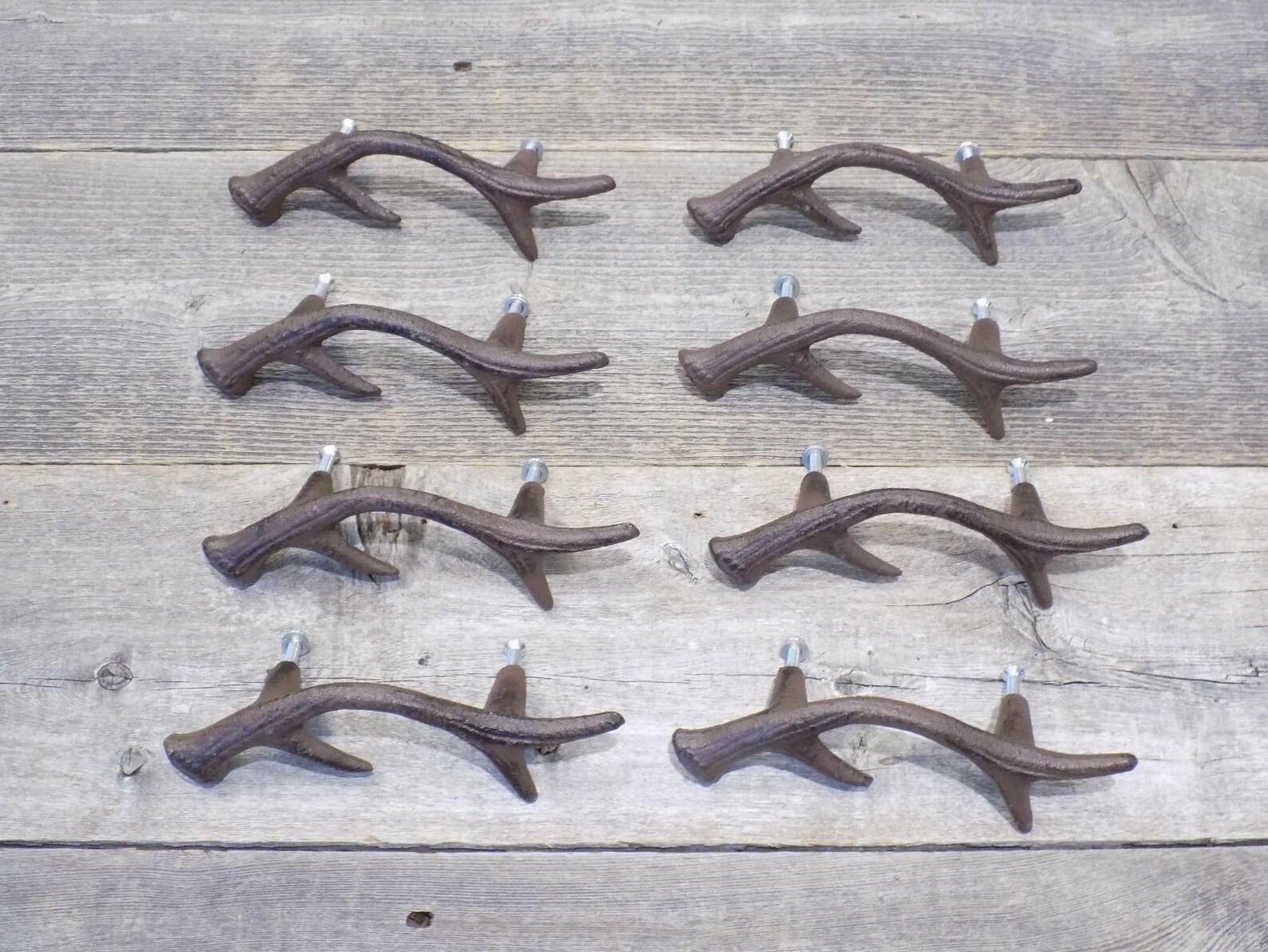 8 Cast Iron Deer Antler Drawer Pulls Handles Etsy