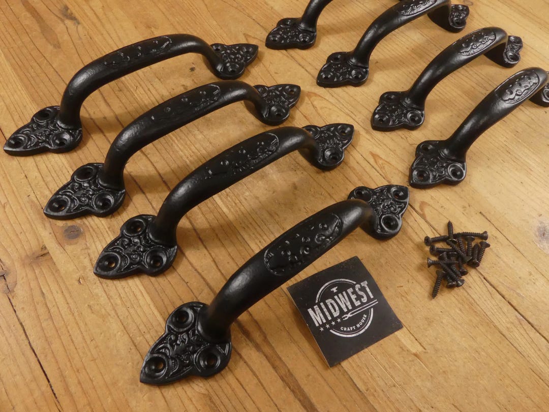 20 Cast Iron RUSTIC Barn Handle Gate Pull Shed Door Handles Fancy Drawer Pulls