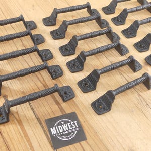 16 Cast Iron Handles, Matte Black Color, Cabinet Pulls, Gate Handle, Charcuterie Board Handles - By Midwest Craft House