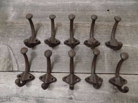 10 Cast Iron Rustic School Style Coat Hooks Hat Hook Rack Hall Tree Double  Church Restoration U-shape U Shape Cup Kitchen Towel Bath Hooks 