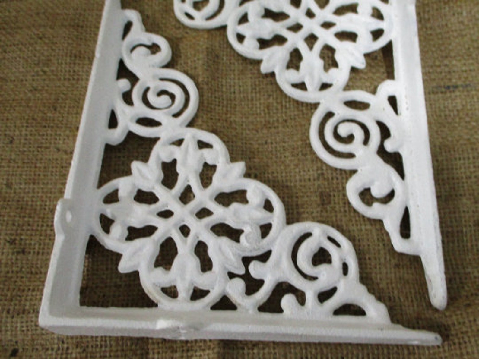 2 White Cast Iron Shelf Brackets Corbels Braces Bookshelf Etsy