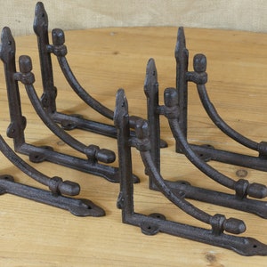 6 Antique Style Shelf Brackets, Cast Iron, Corbel, Braces 6 1/2" X 6 1/2", Book Shelf Brackets