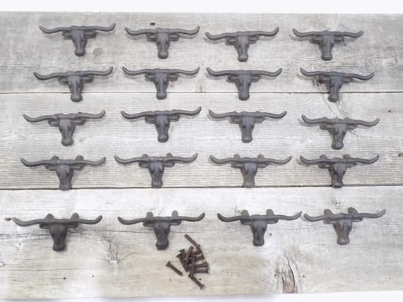 25 Cast Iron Texas Longhorn Drawer Pulls Cast Iron Western Drawer Pull Lot Cowboy Cowgirl Southwestern Lone Star