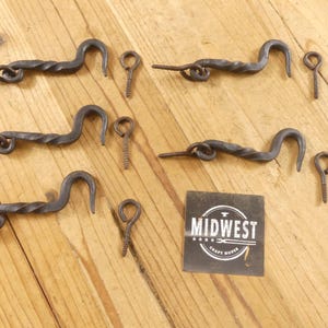 5 HOOK AND EYE Latches For Doors, Windows, Locks, Twisted, Screen Door Latch, Window Latch, Decorative - By Midwest Craft House