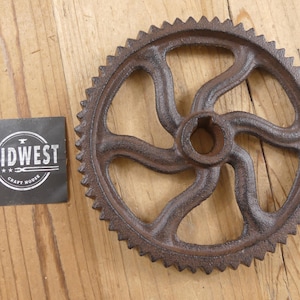 Rustic Cast Iron Gear Sprocket 6" Pulley Steampunk Industrial Restoration Wheel - By Midwest Craft House
