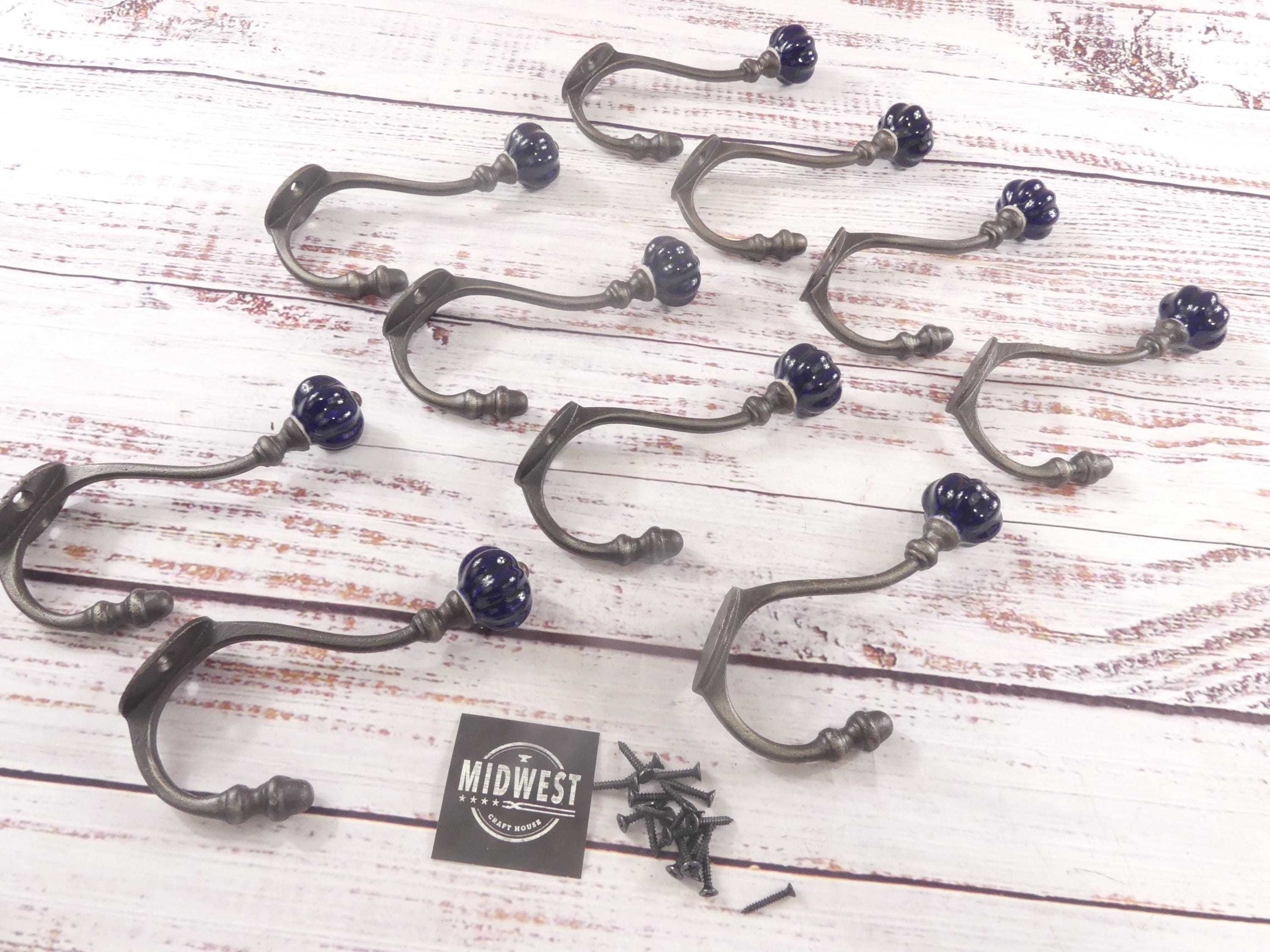 10 Coat Hook, Dark Blue, Hat Hook, Entryway, Bath, Vintage Look, Hall…