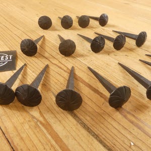 15 IRON CLAVOS Hooks, Nails, Coat Hooks, Hook, Forged Decorative Craft Tack 1&quot; Wide 3&quot; Medieval Art, Door Nails - By Midwest Craft House