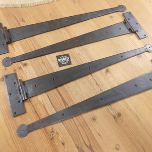 4 HUGE TEE HINGES, Round End, Extra Large T Hinge, 24" Long, Forged, Gate, Barn, Rustic, T, Hardware - By Midwest Craft House