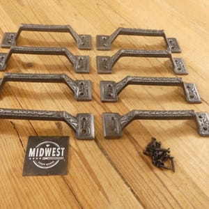 8 Handles, Natural Iron Color, Drawer Pulls, Cupboard Handles, Hardware - By Midwest Craft House