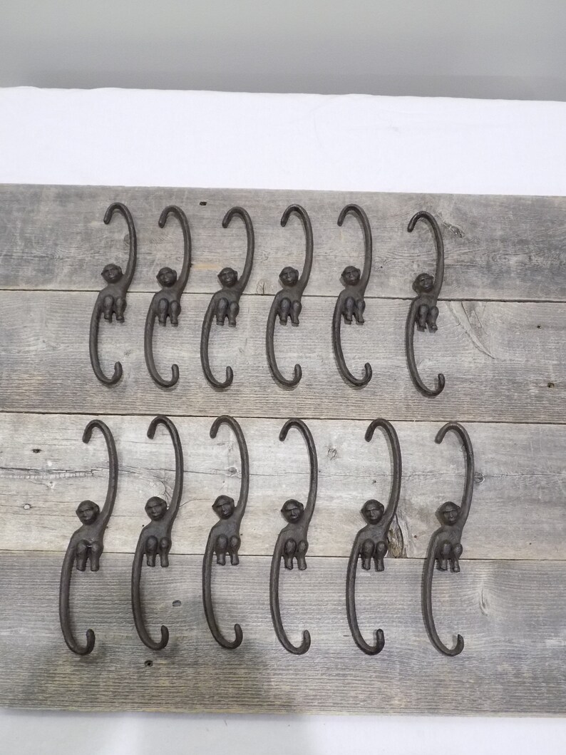 12 Cast Iron Swinging Monkey Hooks Barrel Plant Hanger Popular Etsy