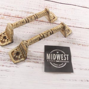 2 DISTRESSED HANDLES, Pulls, Hardware, Door Pull, Door Handle, Country Decor, Cream - By Midwest Craft House