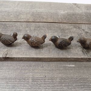 4 Cast Iron Rustic Bird Drawer Pulls Dresser Handles Birds Sparrow Wren Restoration Door Bathroom Kitchen W/ Screws Hardware Knobs