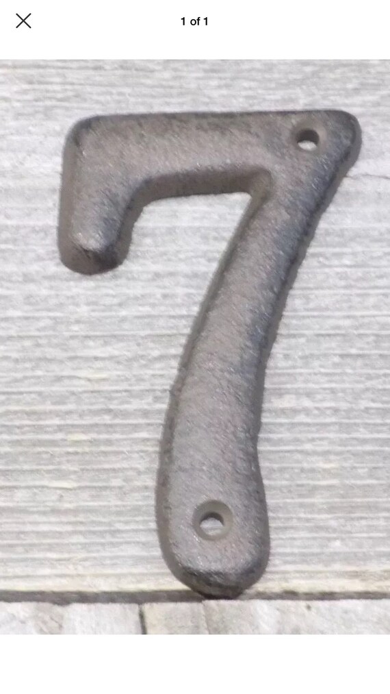Rustic BROWN Cast Iron Metal House Numbers Street Address # Phone Number 7 SEVEN