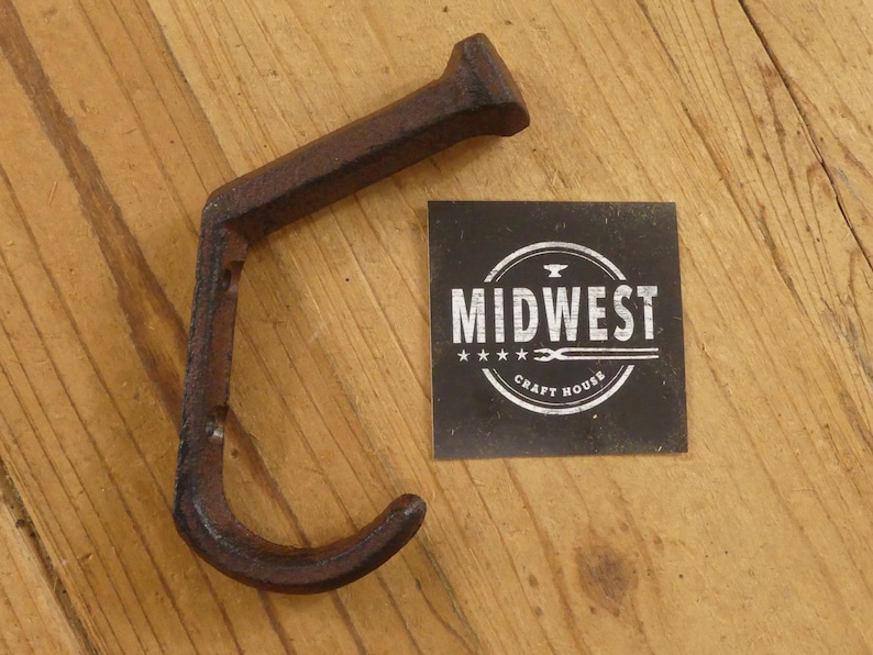 10 Railroad Spike Wall Hooks, Cast Iron Railroad Spike Coat Hooks, Railway Spike Wall Hooks, Rustic Railroad Hooks - By Midwest Craft House image 4