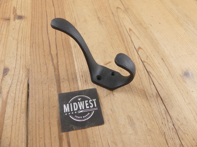 12 ganchos de hierro fundido negros de estilo escolar, gancho para sombreros, perchero, estilo primitivo, para vestíbulo - de Midwest Craft House imagen 4