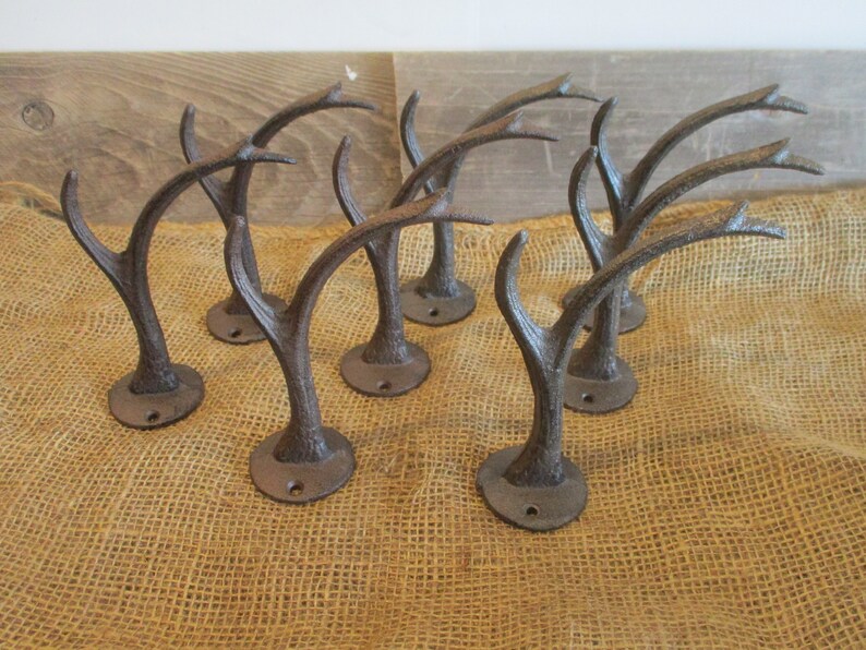 12 Cast Iron Antler Hooks Deer Elk Coat Hooks Hall Tree Etsy