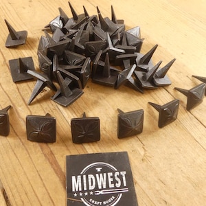 50 IRON CLAVOS NAILS Forged Decorative Craft Tack 1" Wide X 1" Nail Flower Design Door Gates Shutters  Upholstery - By Midwest Craft House