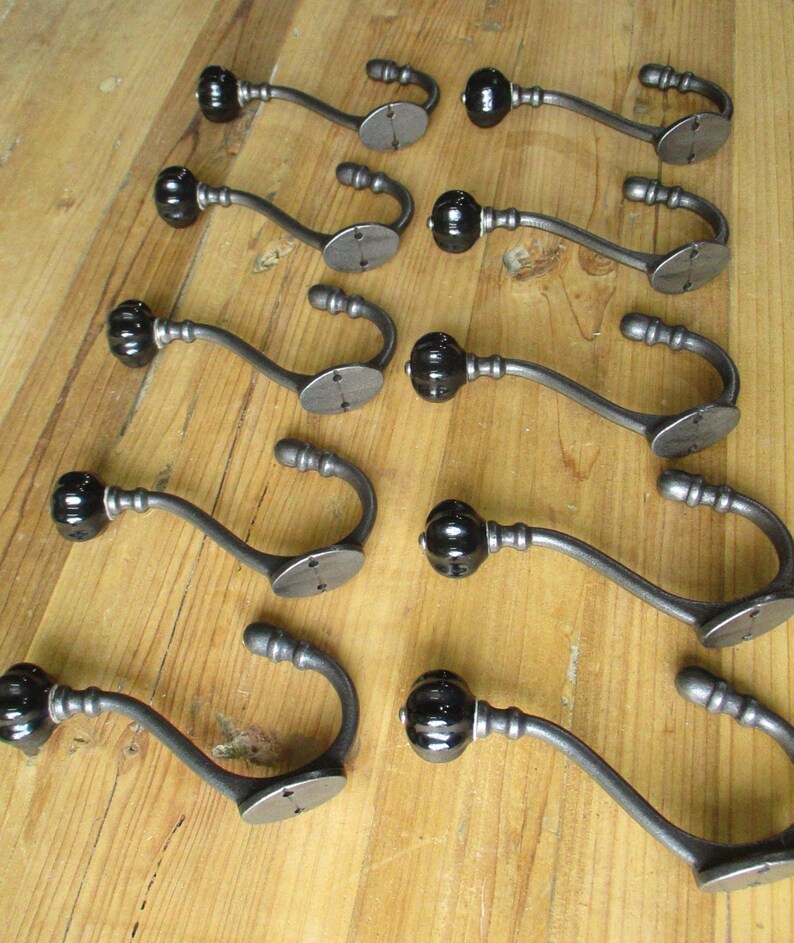 10 CAST IRON BLACK Hooks Coat Hook Hat Hook Entryway Bath Etsy