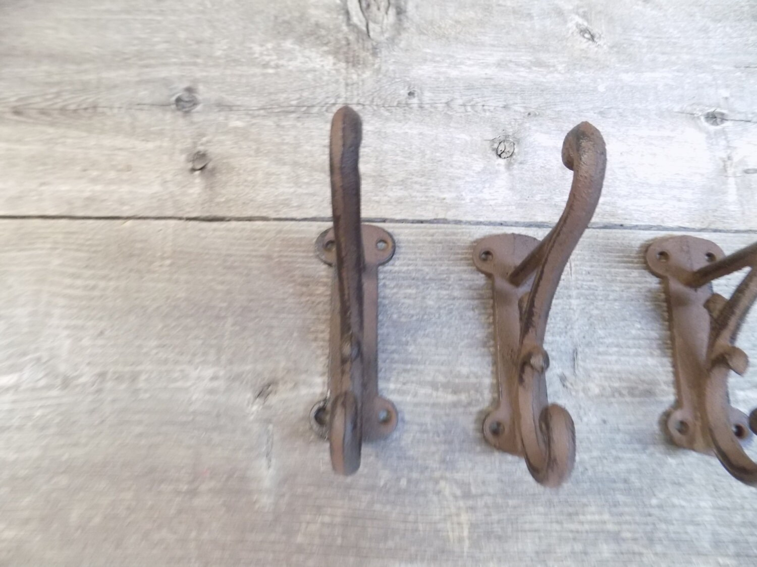 8 Brown Rustic Coat Hooks Cast Iron Antique Style New Made to - Etsy