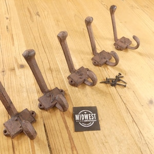 Set Of Number Hooks, Numbered Hooks, Coat Hooks, Entryway Hooks, Backpack, School Hooks, Rustic, Cast Iron, 1 To 5, By Midwest Craft House