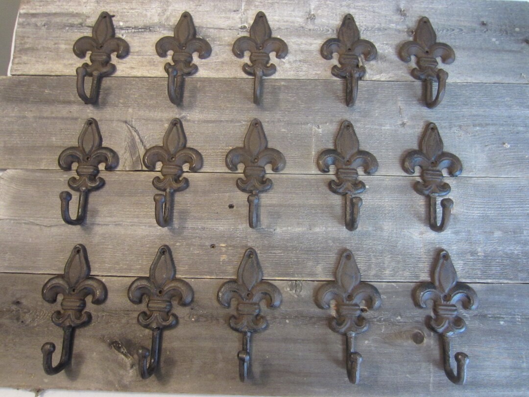 20 Fleur De Lis Coat Hat Wall Hall Tree Hooks Rustic Cast Iron - Etsy