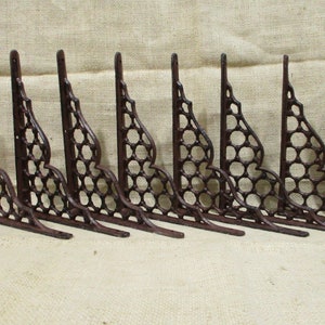 8 Large Cast Iron Brackets, Shelf Braces, Shelving, Mantle Supports, Rustic Cast Iron, Corbels, 9 1/4" X 7 1/2", Plant Hooks
