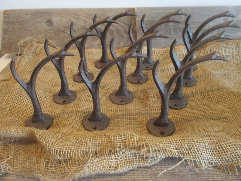 12 Cast Iron Antler Hooks Deer Elk Coat Hooks Hall Tree Etsy