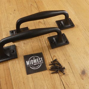 2 LARGE CAST IRON Handles, Barn Door, Easy Grip, Black, Shed, Gate, Pull, Grab Bar, Grasp, Large Cabinet Handles - By Midwest Craft House