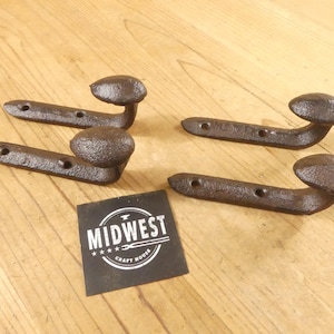 4 Railroad Spike Wall Hook, Cast Iron Railroad Spike Coat Hook, Railway Spike Wall Hook, Rustic, Wall Mount - By Midwest Craft House