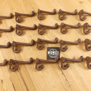20 Rustic Cast Iron School Style Coat Hooks 3 1/4"  Hat Hook Rack Hall Tree Vintage Look Towel Closet Restore - By Midwest Craft House